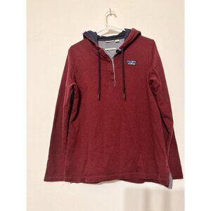 LL BEAN Women Pull Over Hoodie With Logo With Buttons Maroon Size Medium